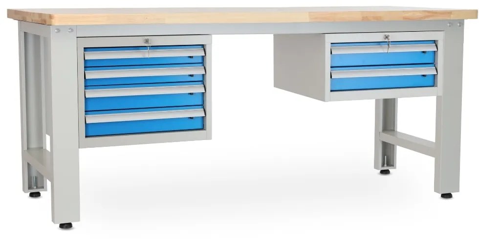 Műhelyasztal Solid OAK-42, 210 cm, 2x függő doboz, tölgy