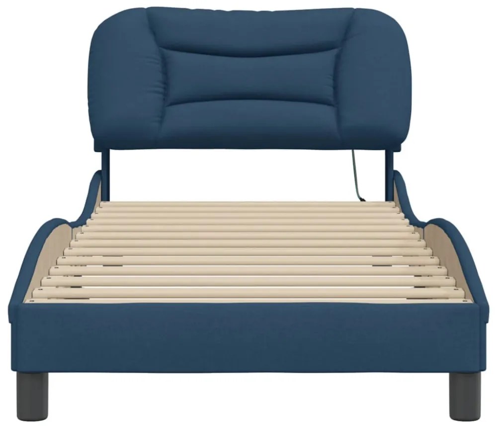 ágykeret LED-ekkel matrac nélkül Hvar 90x200 cm kék szövet