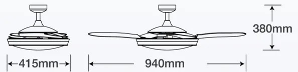 FANAWAY 212982- Mennyezeti ventilátor EVORA 2xE27/20W/230V króm + távirányítás