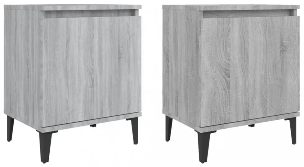 szürke sonoma színű éjjeliszekrény fém lábbal 40 x 30 x 50 cm