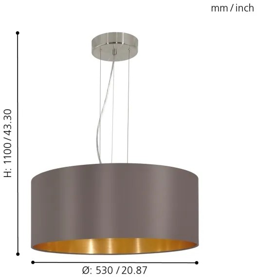 Eglo 31608 - Csillár kötélen MASERLO 3xE27/60W/230V