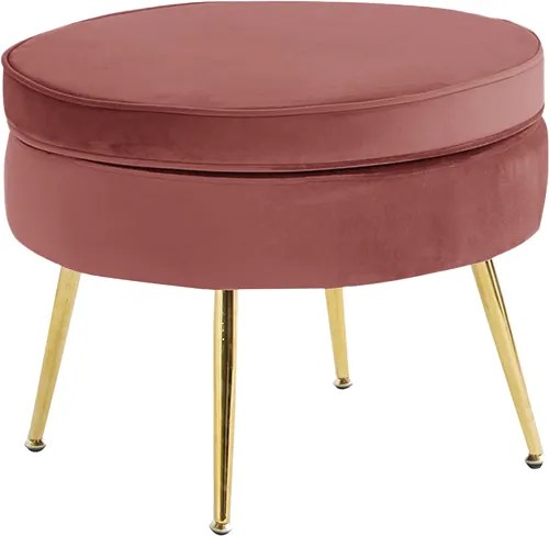 Luxus zsámoly/puff, rózsaszín Velvet szövet/króm arany, Art-deco, NOBLIN TYP 1