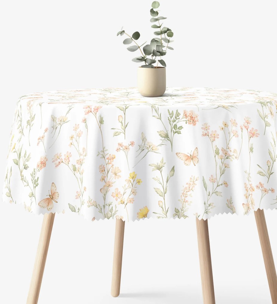 Goldea kör alakú teflonos terítő - pillangós kert Ø 130 cm