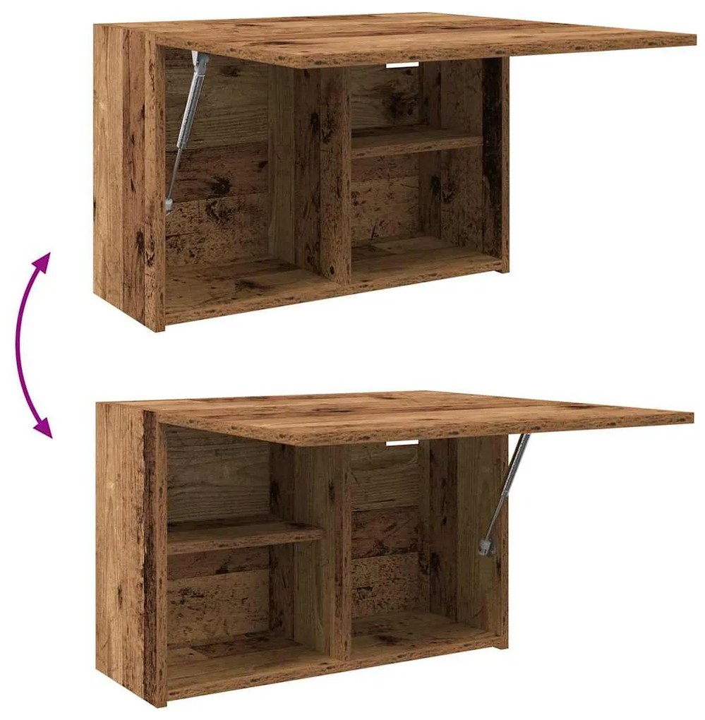 antik fa színű szerelt fa fali fürdőszobaszekrény 60x25x40 cm