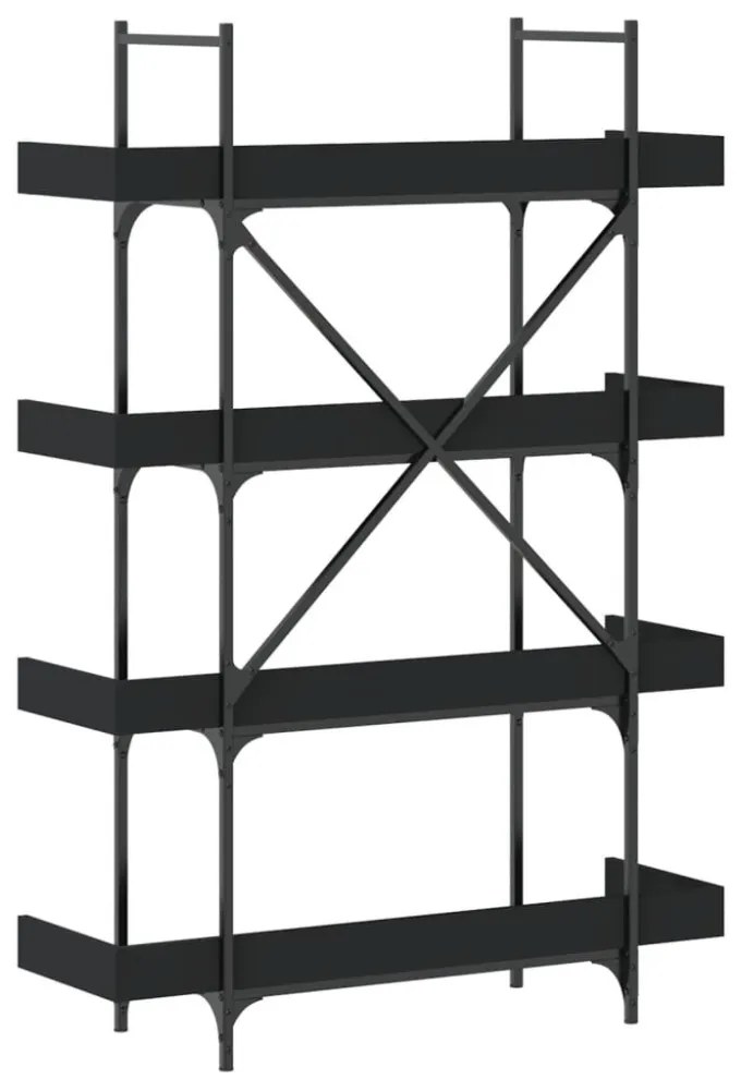 4-szintes fekete szerelt fa könyvespolc 100 x 33 x 145,5 cm