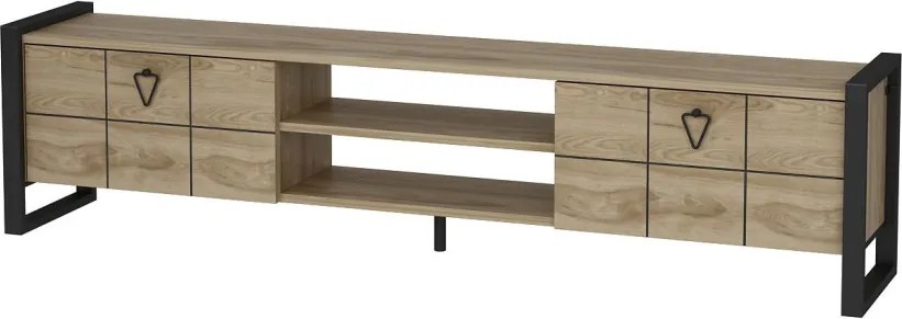 Mila TV-állvány, oud tölgy-fekete, 184 cm