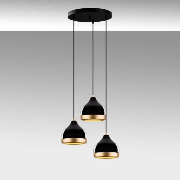 Kábeles csillár YILDO 3xE27/40W/230V fekete/arany