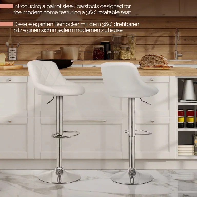 MIADOMODO Bárszék 2 db karfa nélkül fehér