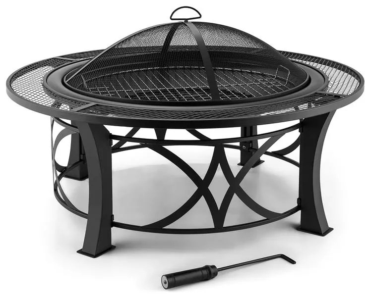 Blumfeldt Ronda, tűzrakóhely, Ø95cm, grill, szikrák elleni védelem, acél, polírozott
