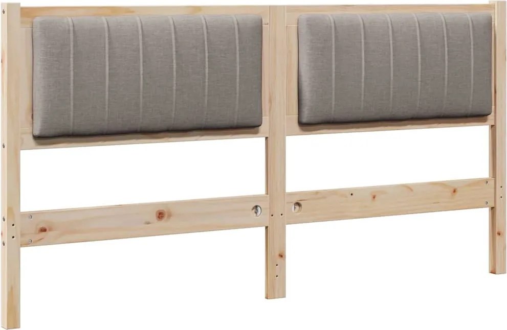 vidaXL Kárpitozott fejtámla fejtámlával Barna 150 cm Tömör fenyőfa