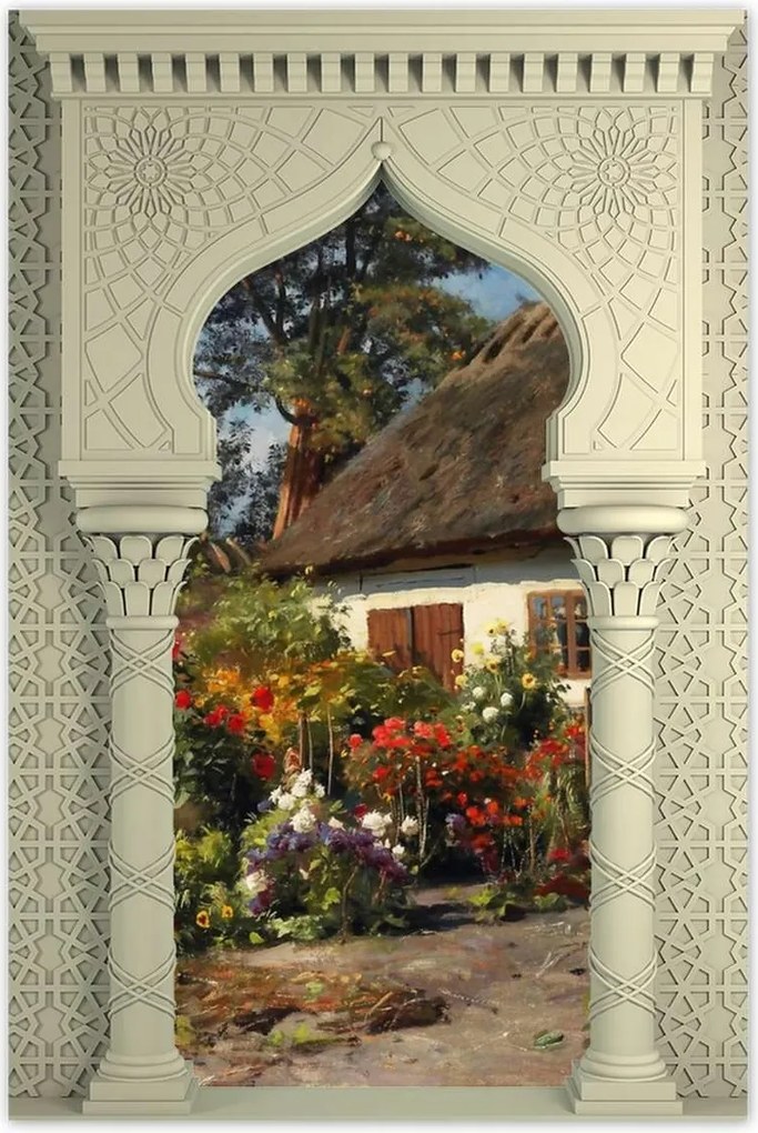 Poszterek 60x90 Vidéki házikó virágokkal