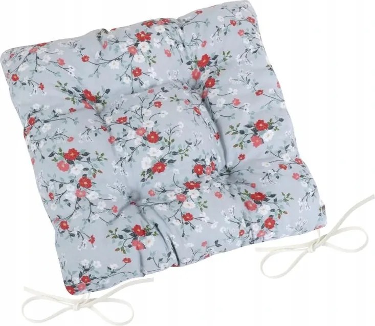 Steppelt ülőpárna 40x40 cm virágok szürke alapon