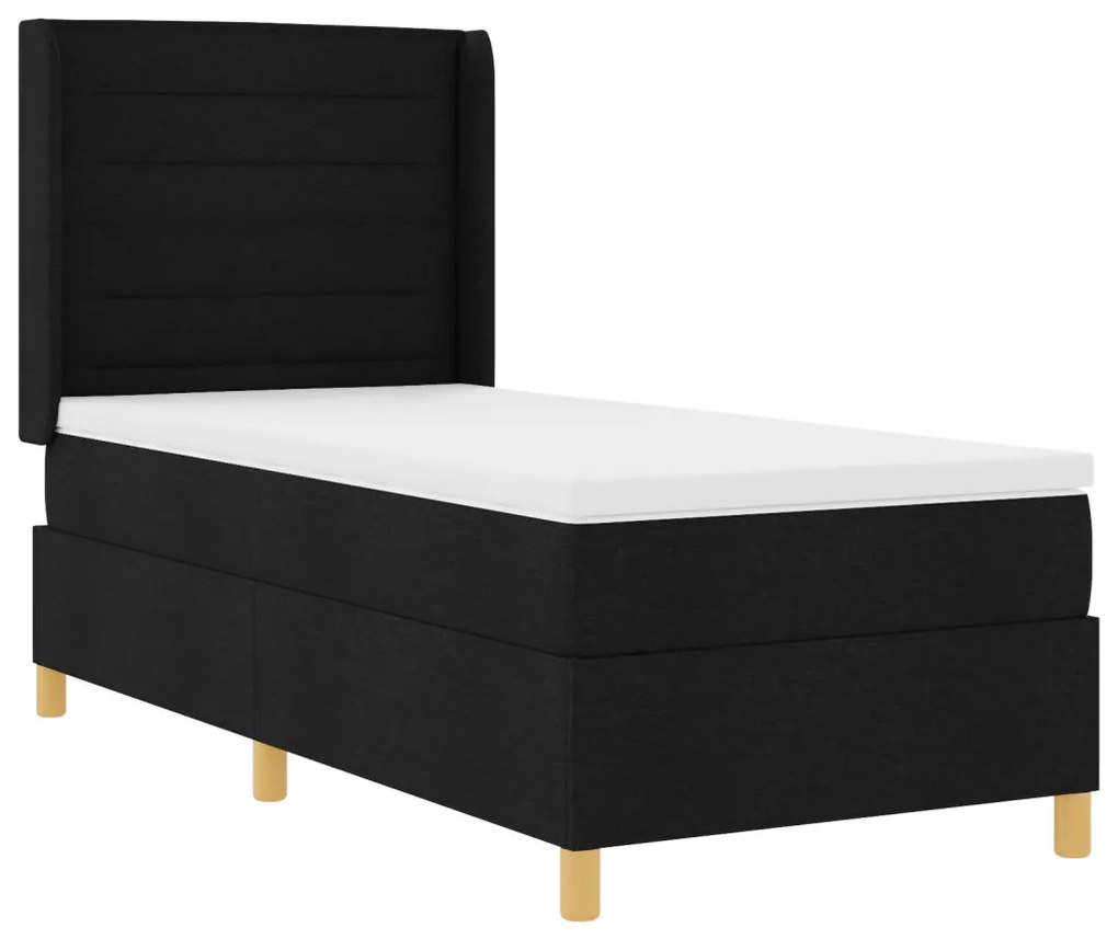 Box Spring ágy matraccal - Fekete, 80x200 cm, Szövet