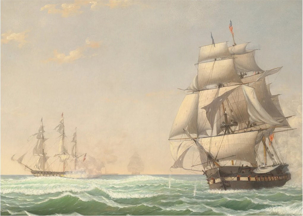 Kép - Fitz Henry Lane, The United States Frigate President Engaging the British Squadron, reprodukciók (70x50 cm)