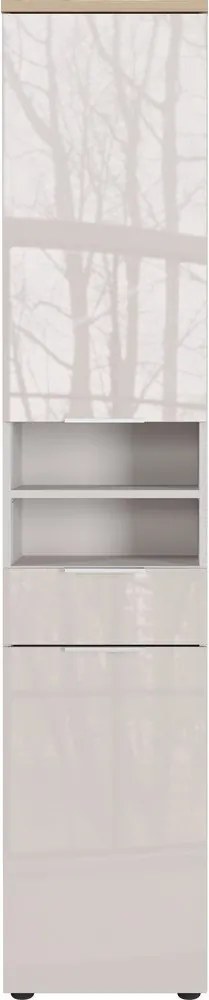Krémszínű fényes magas-keskeny fürdőszoba szekrény 39x190 cm Tavira – Germania