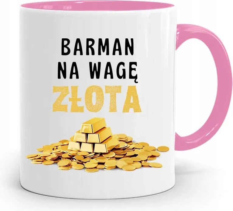 Rózsaszín Bögre Csaposnak Arany Mérleg Ajándék fényképes nyomattal