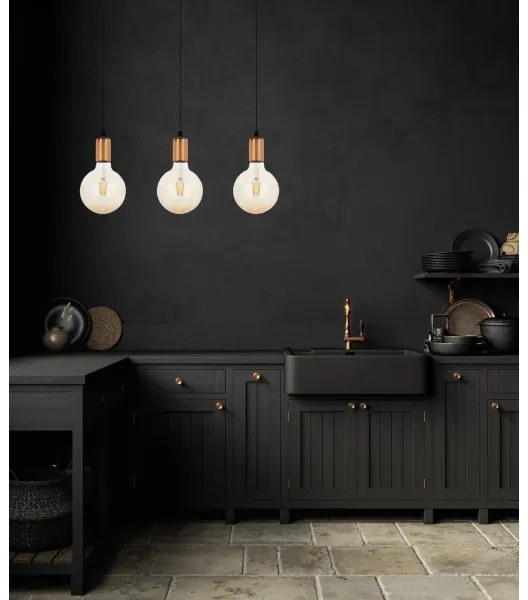 Csillár zsinóron MIROS 3xE27/60W/230V fekete/réz