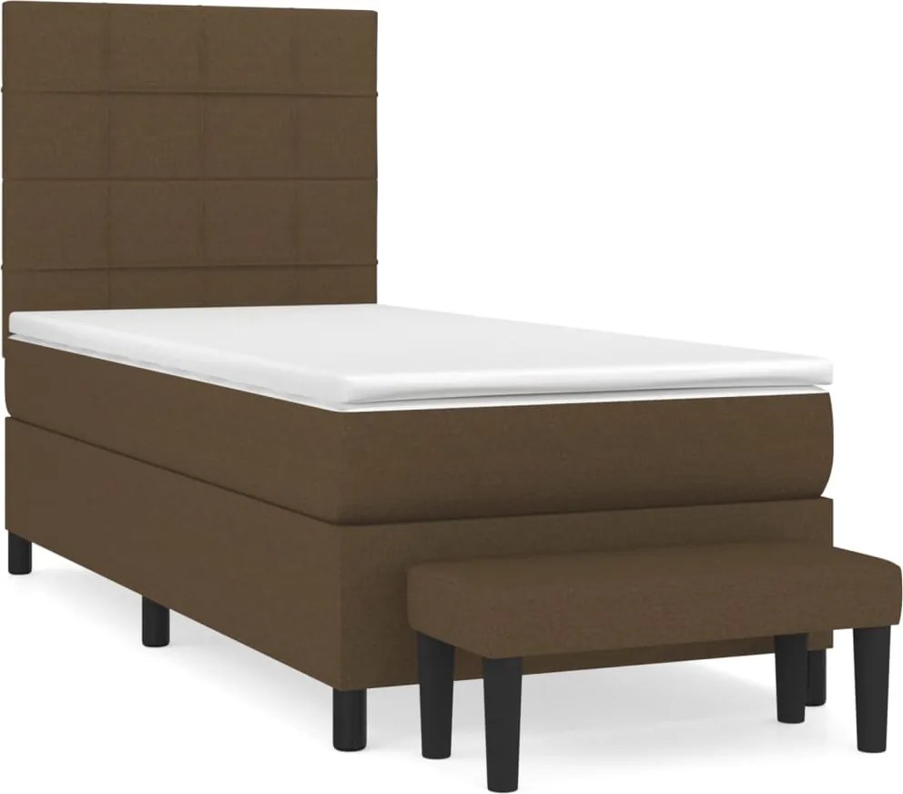 vidaXL sötétbarna szövet rugós ágy matraccal 90 x 200 cm