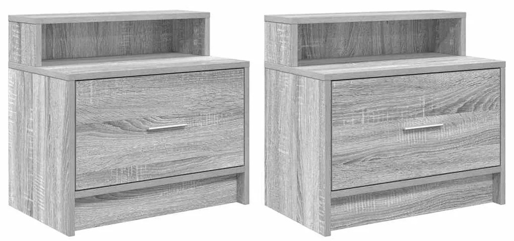 Éjjeliszekrények fiókos 2 db szürke sonoma 51 x 31 x 47 cm