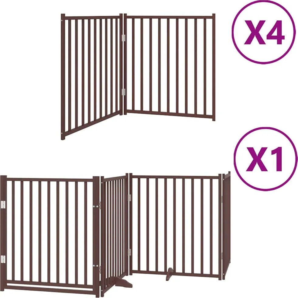 vidaXL barna nyárfa 12 paneles összecsukható kutyakapu ajtóval 960 cm