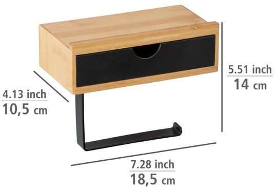 WENKO 24754100 - BAMBUSA WC-papír tartó 18,5 x 14 cm barna/fekete