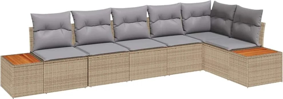 vidaXL Kerti Kanapé Szett párnával 6 pcs Bézs Poli rattan