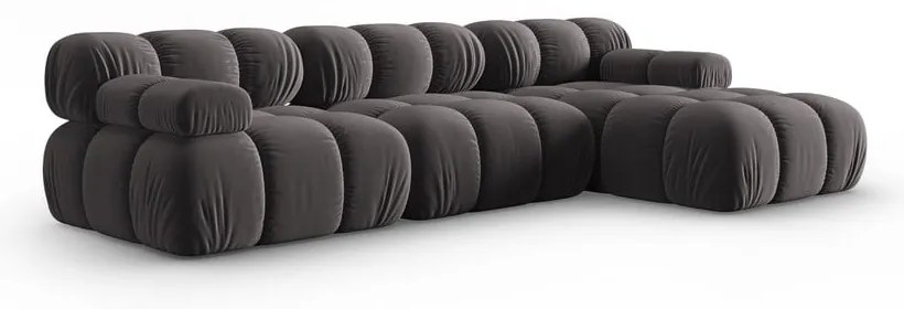Sötétszürke bársony kanapé 285 cm Bellis – Micadoni Home