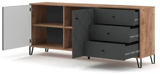 Komód SULA craft tölgy/fekete