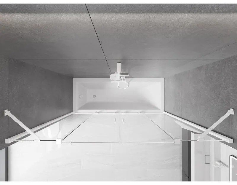 Mexen Velar Duo, 2 szárnyas eltolható kádparaván 180 x 150 cm, 8mm átlátszó üveg, fehér profil, 896-180-000-02-20