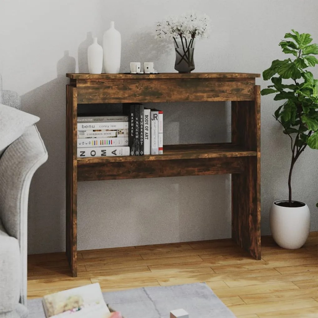 füstös tölgy színű szerelt fa tálalóasztal 80 x 30 x 80 cm