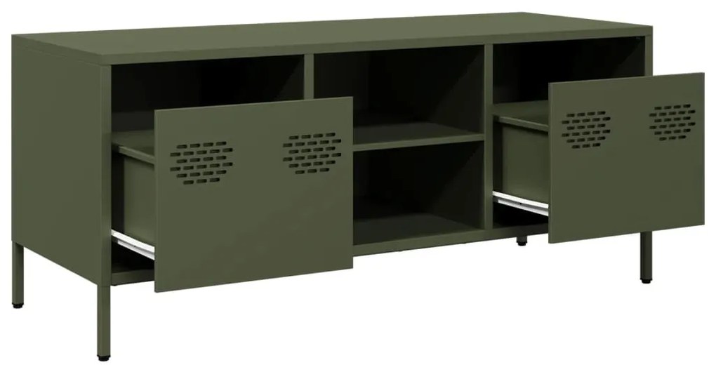 olívazöld hidegen hengerelt acél TV-szekrény 101,5x39x43,5 cm