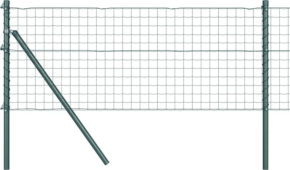vidaXL Kerítés oszlopokkal Zöld 0,4 x 10 m Acél és PVC
