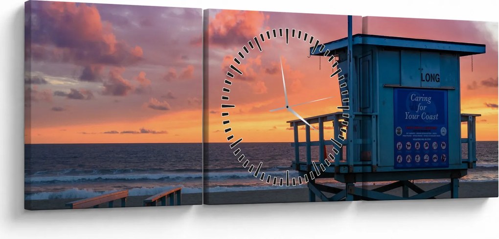 Kép a Santa Monicai strandtól (órával) (90x30 cm)