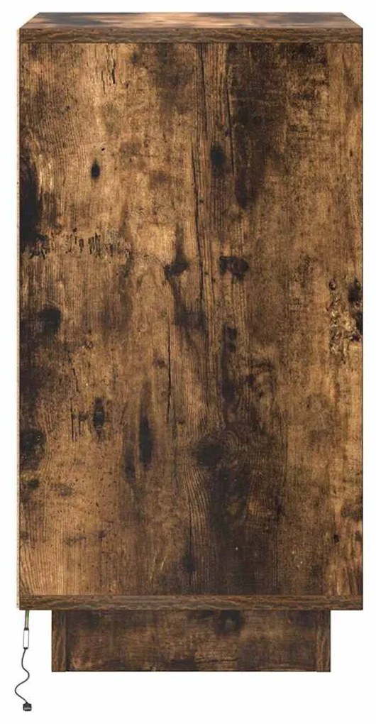 füstös tölgy színű éjjeliszekrény LED-világítással 38x34x65 cm