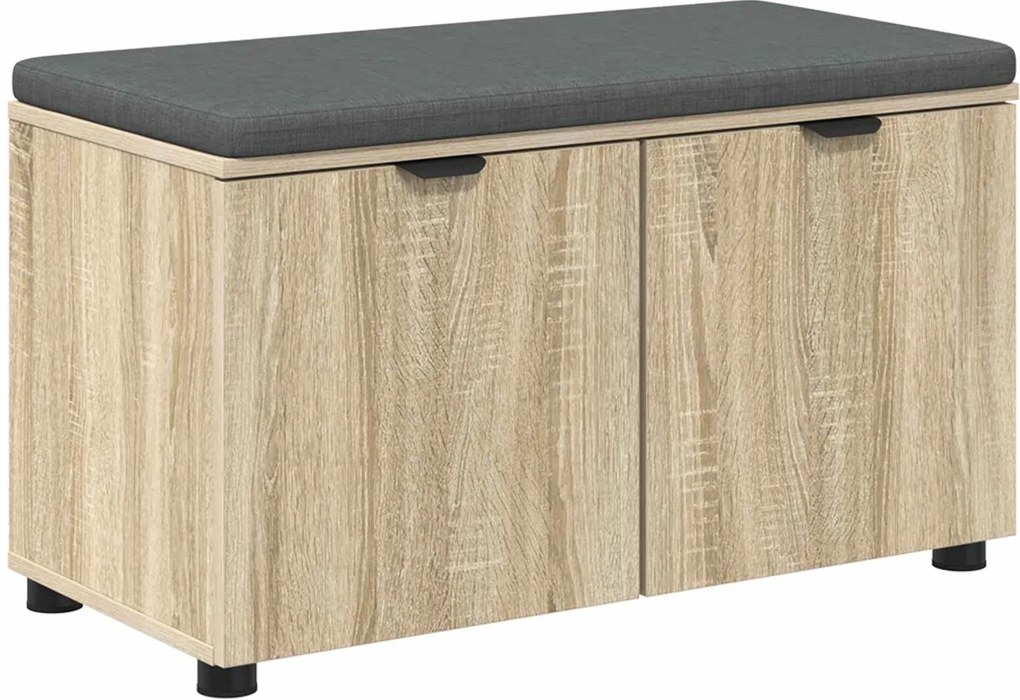 vidaXL Előtér pad Sonoma tölgy 80 x 38 x 46 cm Műanyag Fa és Szövet