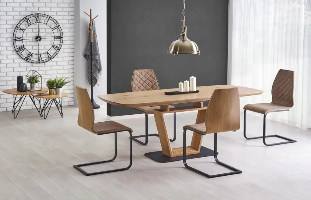 Blacky bővíthető étkezőasztal – arany tölgy / fekete 160-220 cm