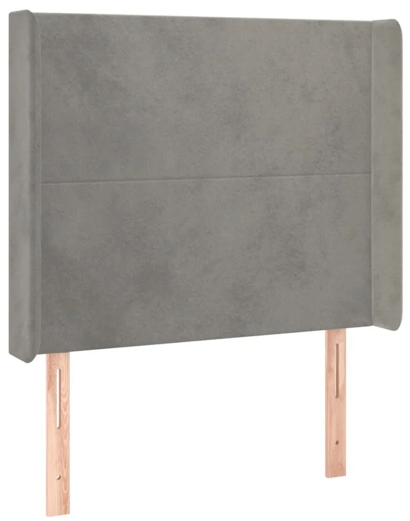 világosszürke bársony LED-es fejtámla 83x16x118/128 cm