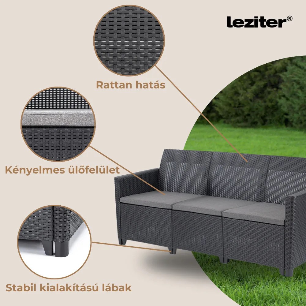 Claire 3 üléses műrattan kerti kanapé