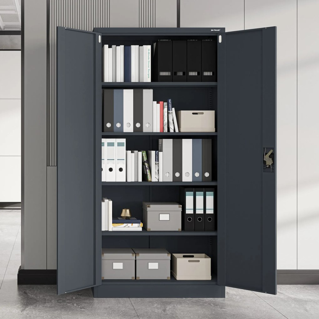 Fém iratszekrény JAN, 900 x 1850 x 400 mm, antracit