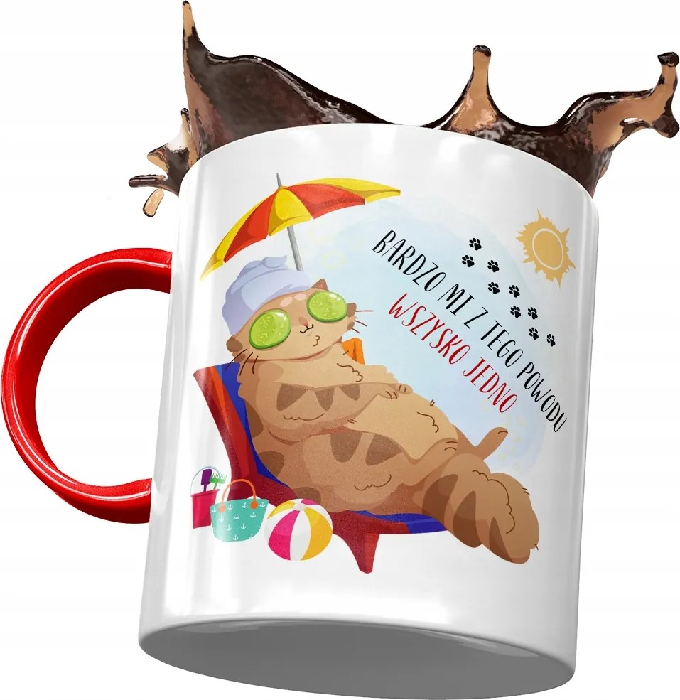 Piros Bögre Cicával Cica Cuki Ajándék Nyomtatott Fotóval