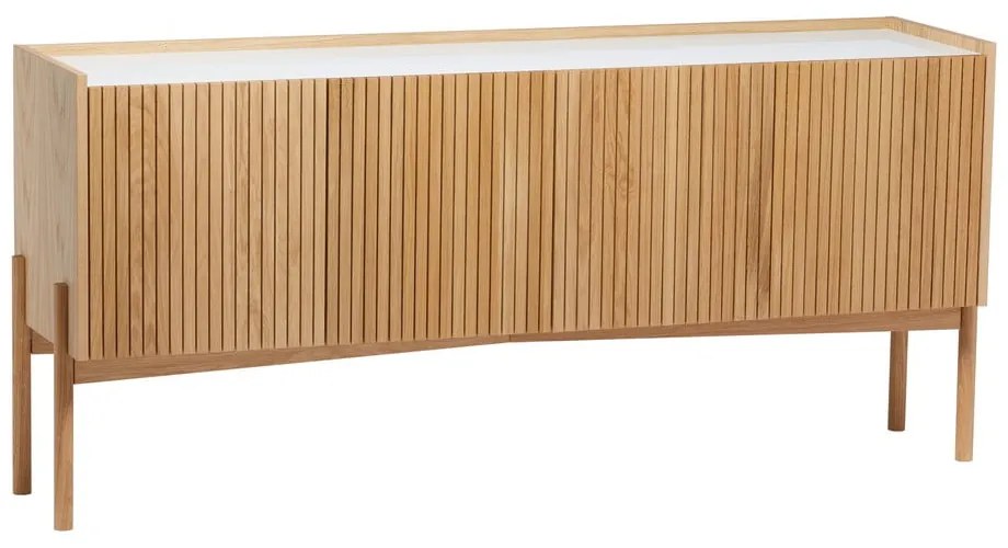 Natúr színű alacsony komód tölgyfa dekorral 177x42 cm Bottrup – Woodman
