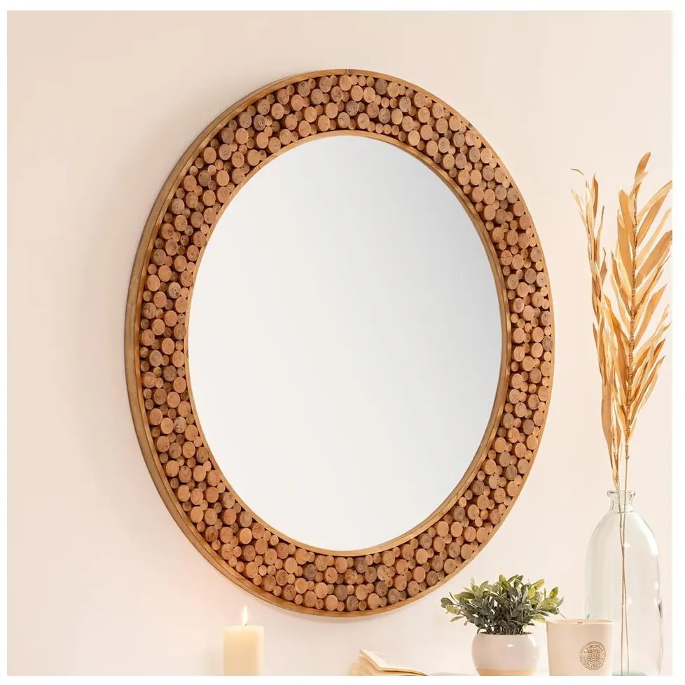 Atmosphera - Fali tükör ANOKI átm. 99 cm Eukaliptusz