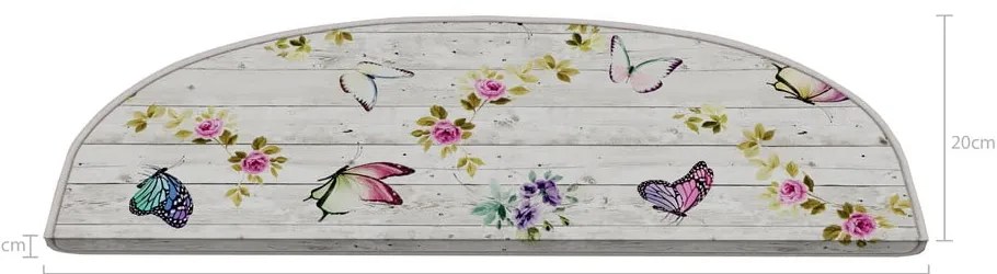 Krémszínű lépcsőszőnyeg szett 16 db-os 20x65 cm Butterfly Life – Vitaus