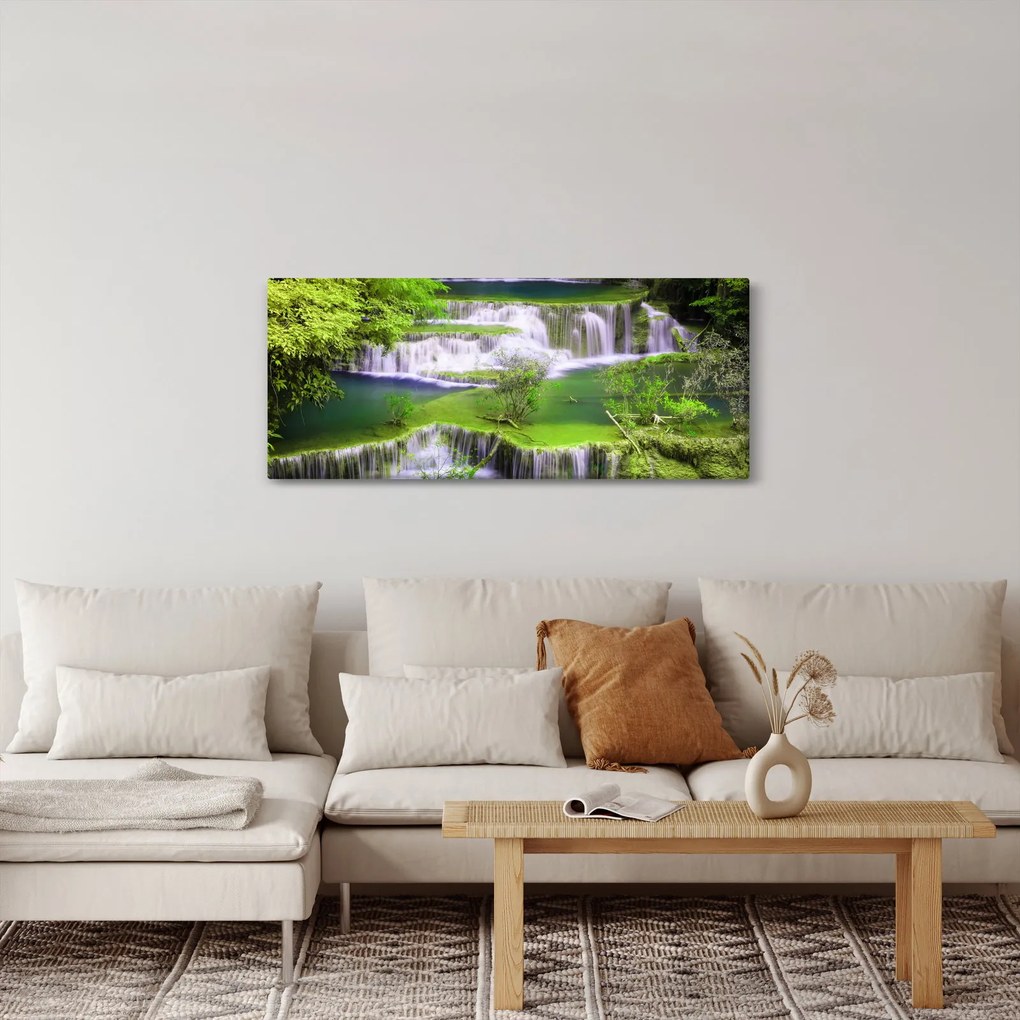 Kép - Huay Mae Khamin vízesések, Kanchanaburi, Thaiföld (120x50 cm)