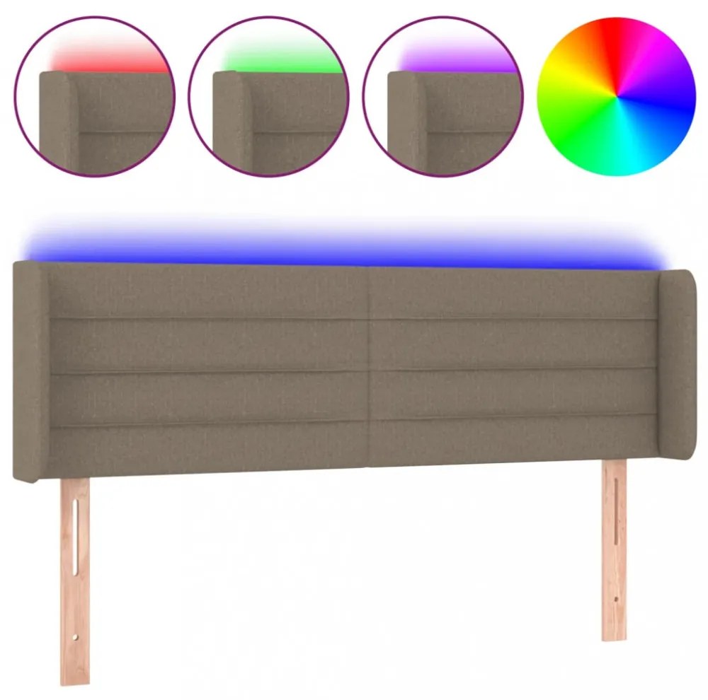 tópszínű szövet LED-es fejtámla 147 x 16 x 78/88 cm