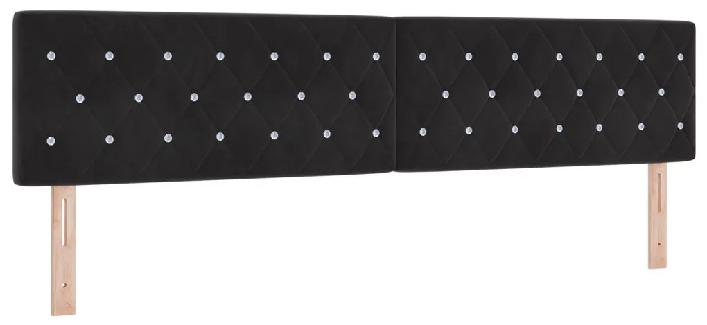 Boxspring Ágy Matraccal & LED Fekete 200x200 cm Bársonyos