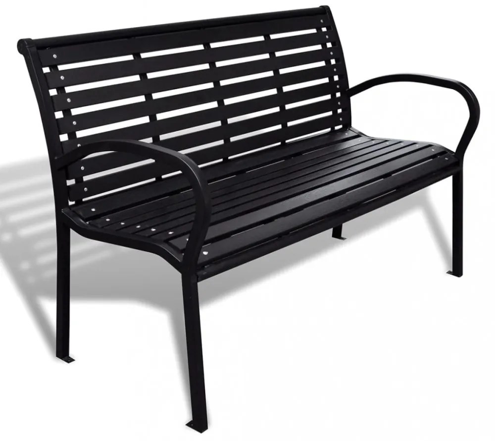 fekete acél és WPC kerti pad 125 cm