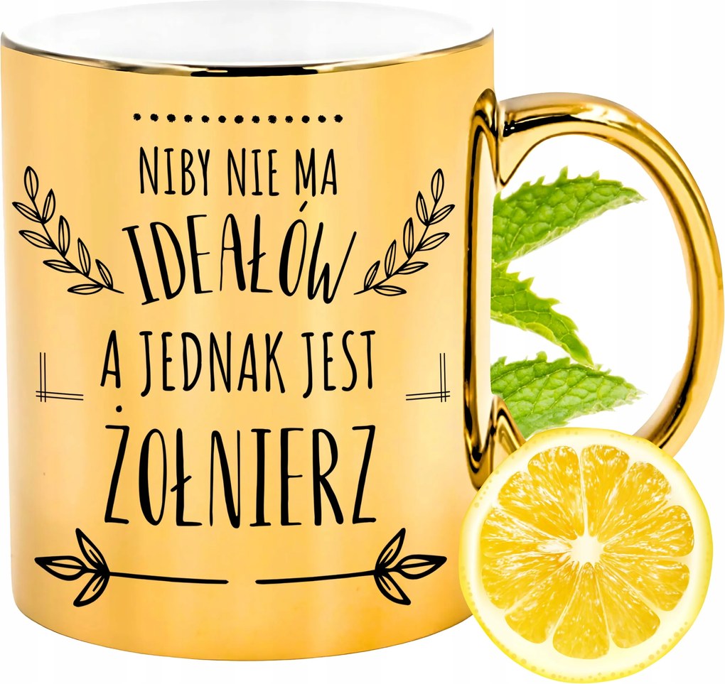 Prémium Arany Csillogó Bögre Katona Ajándék Nyomtatott Fotóval