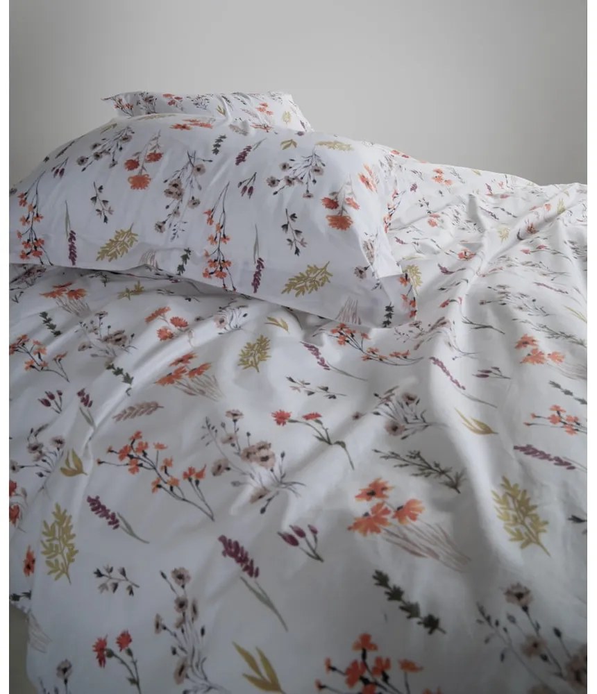 Fehér egyszemélyes renforcé pamut ágyneműhuzat 140x200 cm Floral Dance Autumn – Mila Home Luxury