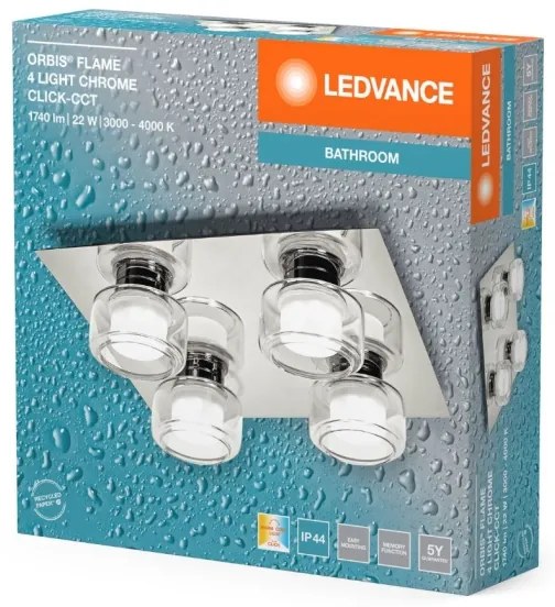 Ledvance -LED Fürdőszobai mennyezeti lámpa ORBIS FLAME 4xLED/5,5W/230V IP44 króm